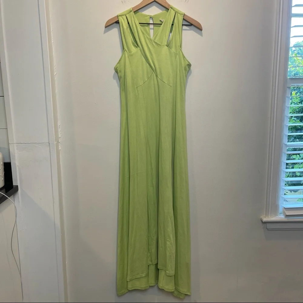 NEW SOFT SURROUNDINGS- Duvall Sleeveless Midi Dress Margarita Green - Picture 2 of 10